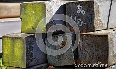 Square steel bars 80x80 Stock Photo