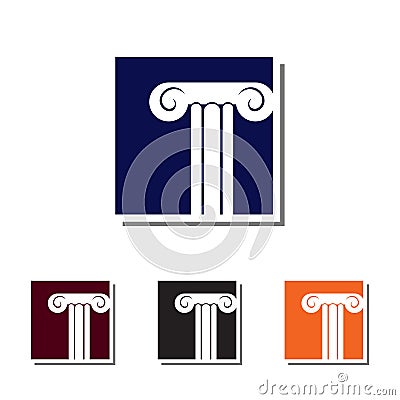 Square Strong Pillar Real Estate Logo Symbol Template Vector Illustration