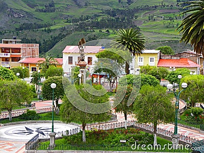 Square in town of Alausi, Chimborazo province in Ecuador, Ecuador Editorial Stock Photo