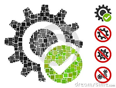 Square Valid Settings Gear Icon Vector Collage Vector Illustration