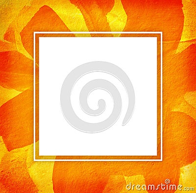 Square vivid frame with yellow red brush strokes Stock Photo