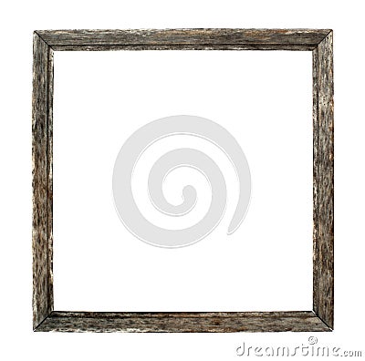 Square wood frame isolated on white Stock Photo