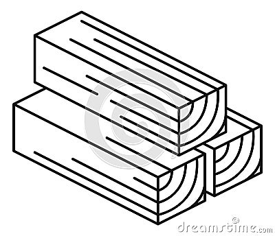 Square wooden blocks icon. Stack of timber balks Vector Illustration