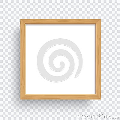 Square wooden frame isolated on transparent background Vector Illustration