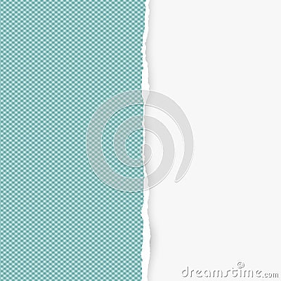 Squared ripped vertical turquoise paper for text or message are on white background. Vector illustration Vector Illustration