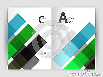 Squares and rectangles a4 brochure template Vector Illustration