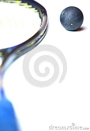 Squash ball and a squash racket Stock Photo