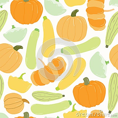 Squash harvest seamless pattern Vector Illustration