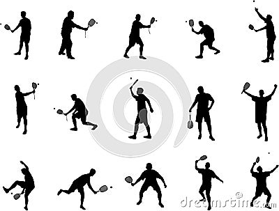 Squash player silhouettes Vector Illustration