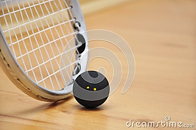 Squash racket and ball Stock Photo