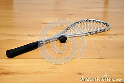 Squash racket and ball Stock Photo