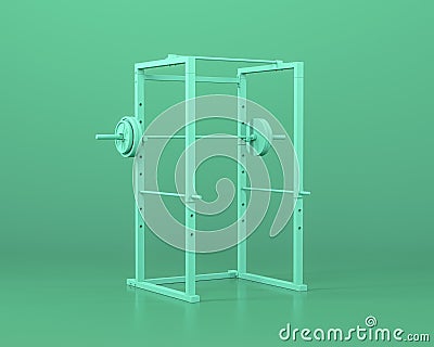 A Squat Rack Bar, gym equipments, in monochrome blue color background,3d Rendering Stock Photo