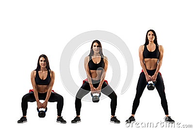 Squat with a weight on the buttocks Stock Photo