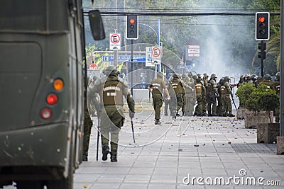 Chilean riot police Editorial Stock Photo