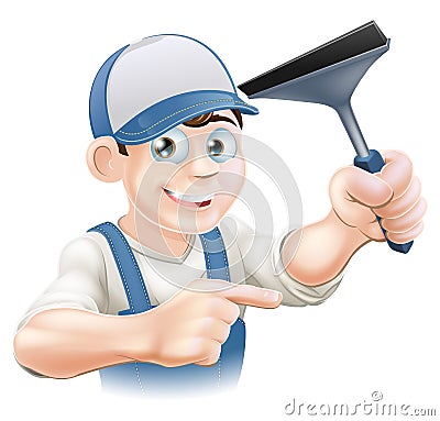 Squeegee Window Cleaner Vector Illustration