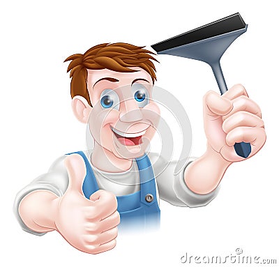 Squeegee window cleaner Vector Illustration
