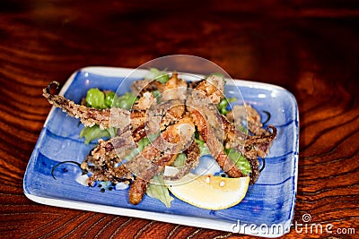 Squid frie is very delicious food Stock Photo