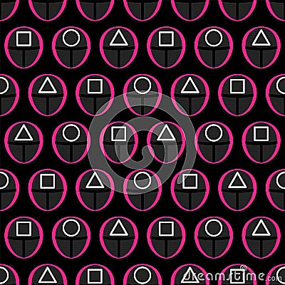 Squid game mask pattern seamless Concept version. background for movie squid game Vector Illustration