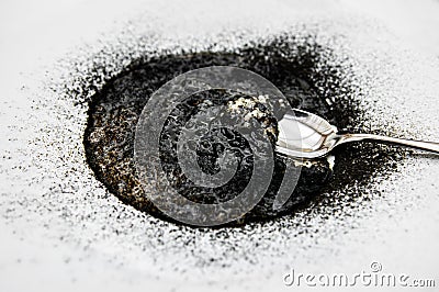 Squid ink risotto or risotto al nero di seppia Stock Photo