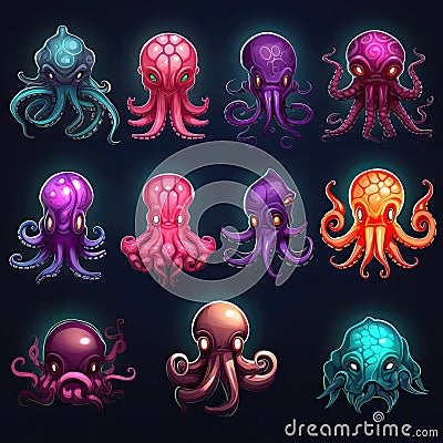squid tentacles octopus ai generated Cartoon Illustration