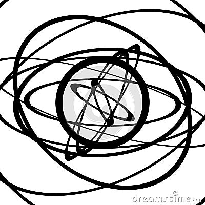 Squiggle, squiggly circles, ovals, lines. Spiral made of random Vector Illustration