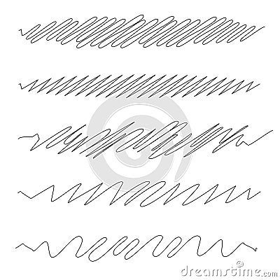 Squiggle / squiggly wavy line stripe set of 5 Vector Illustration