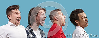 The squint eyed men with weird expression Stock Photo