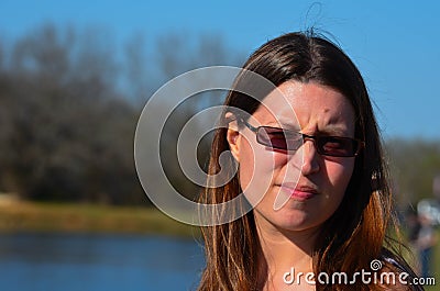 Squinting Expression Stock Photo