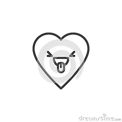 Squinting Face With Tongue emoticon outline icon Vector Illustration
