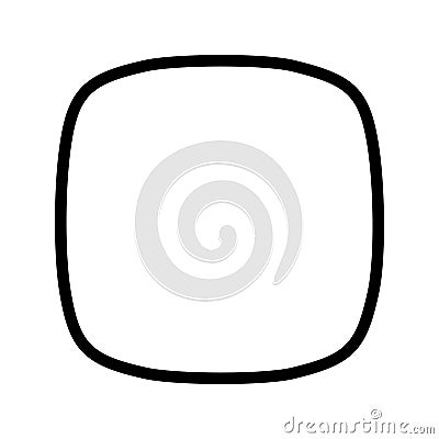 Squircle or square with rounded borders frame. Simple geometric shape isolated on white background. Blank tag or box Vector Illustration