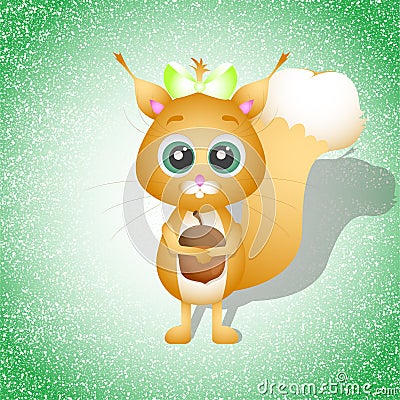 Squirrel cute baby lovely kid smile love Cartoon Illustration