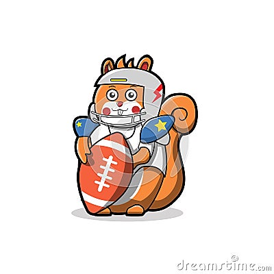 squirrel cute playing american foot ball vector illustration design Vector Illustration