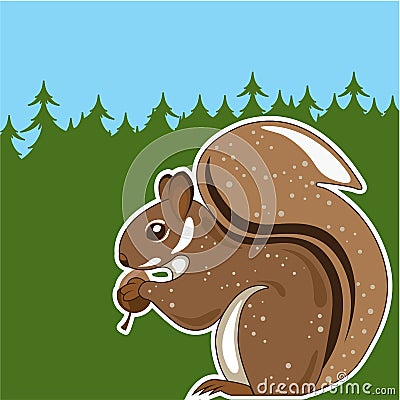 Squirrel Forest Vector Illustration