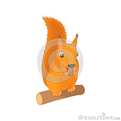 Squirrel gnaws a nut icon, cartoon style Vector Illustration