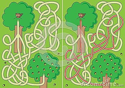 Squirrel maze Vector Illustration