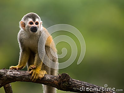 Squirrel monkey in a branch Stock Photo