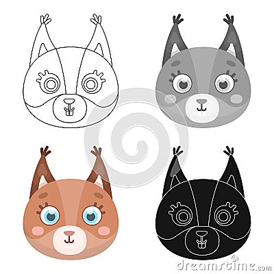 Squirrel muzzle icon in cartoon style isolated on white background. Animal muzzle symbol stock vector illustration. Vector Illustration