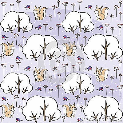 Squirrel seamless pattern Vector Illustration