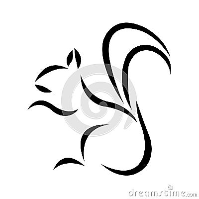 Squirrel silhouette drawn in different lines of black. Logo animal squirrel Cartoon Illustration