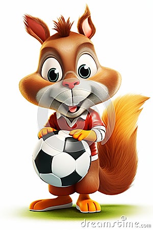 Squirrel Soccer Star. AI Generated Stock Photo