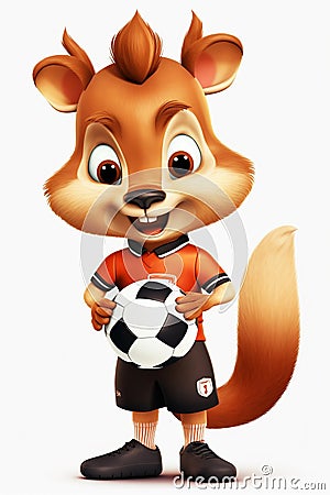 Squirrel Soccer Star. AI Generated Stock Photo