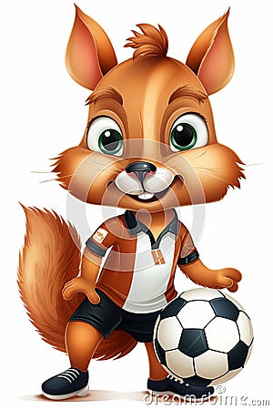 Squirrel Soccer Star. AI Generated Stock Photo