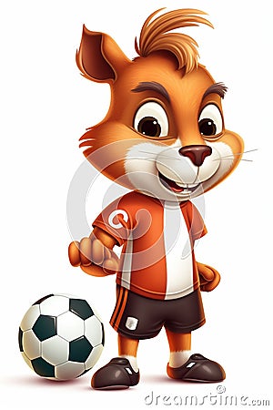 Squirrel Soccer Star. AI Generated Stock Photo