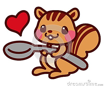 Squirrel with a spoon Vector Illustration