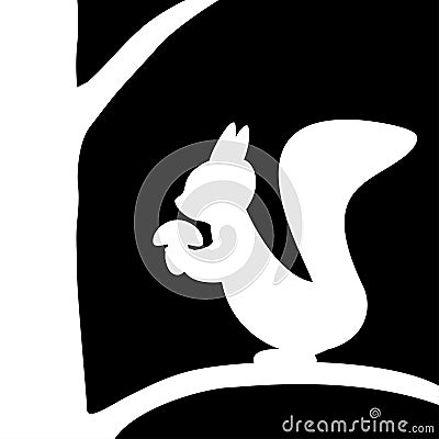 Squirrel on the tree. Vector Illustration