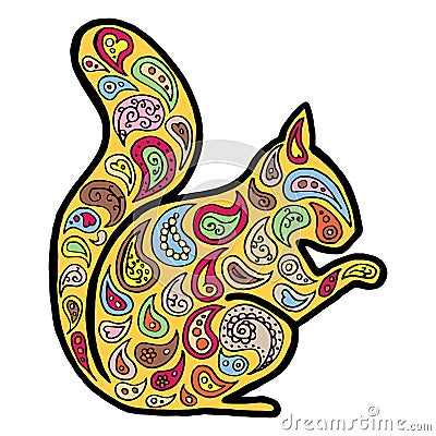 Squirrel vector. Animal zen tangle, zen doodle, coloring book/ Wildlife zentangle, zendoodle, zenart. Vector Illustration