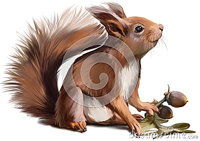 Squirrel watercolor painting Stock Photo