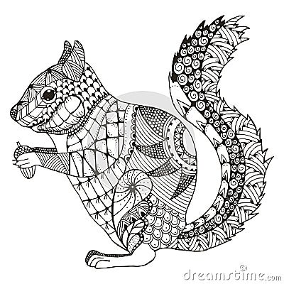 Squirrel zentangle stylized, vector, illustration, pattern, free Vector Illustration