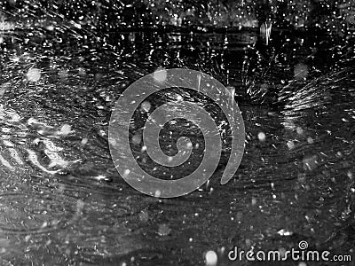Squirt a drop of water, colorless water spray close, dark tone Stock Photo