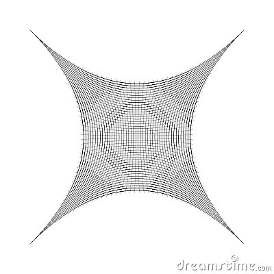 Squished, condensed, pinched lines abstract geometric element. concentrated, compressed, condensed shape. distorted, deformed mesh Vector Illustration